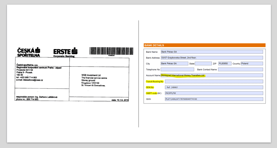 bank accounts of Yukom Enterprise