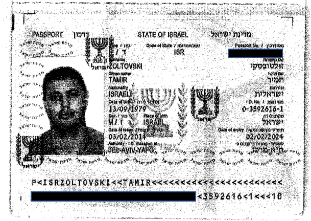 Tamir Zoltovski passport