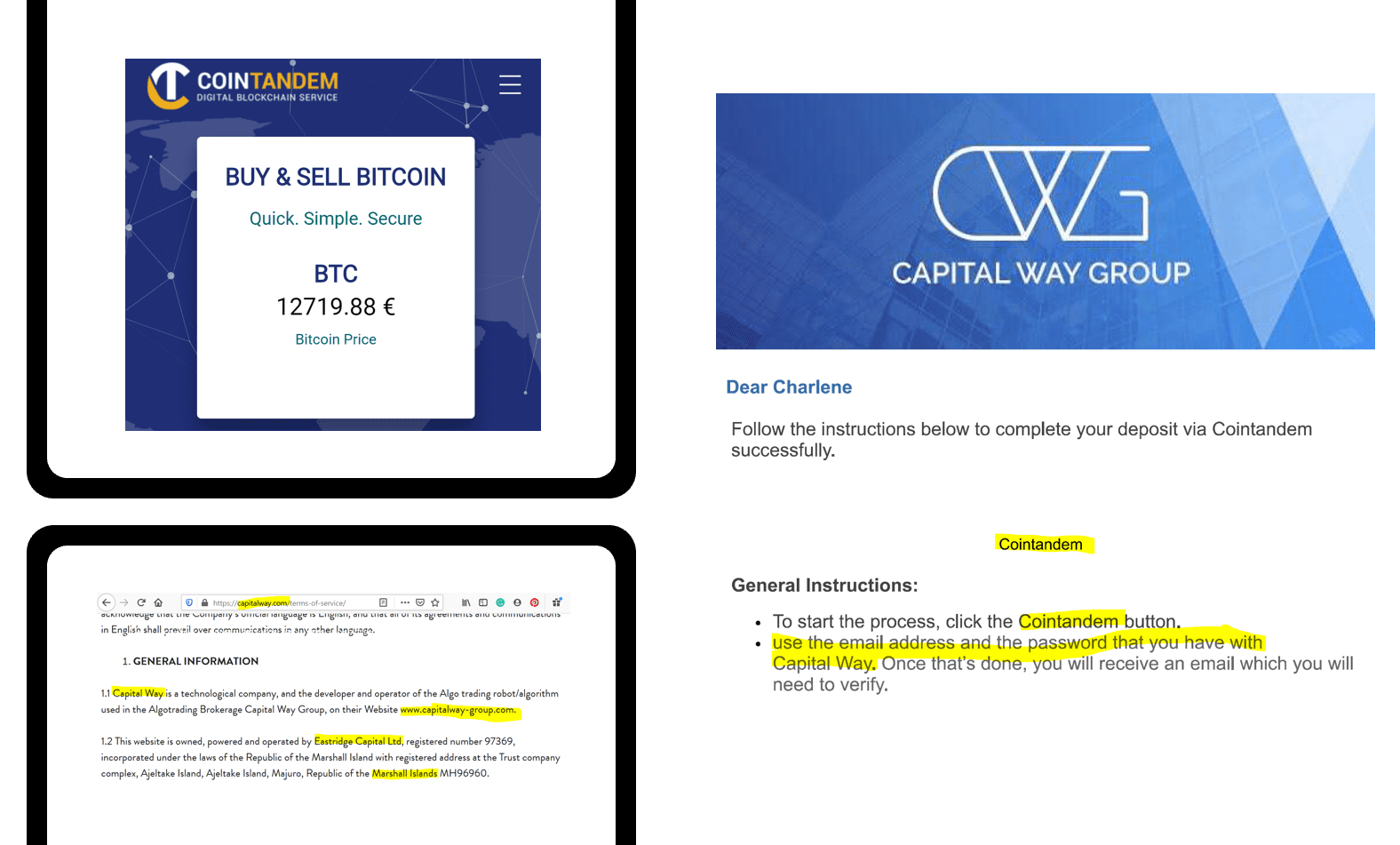 Estonian CoinTandem facilitates Capital Way Group broker scam