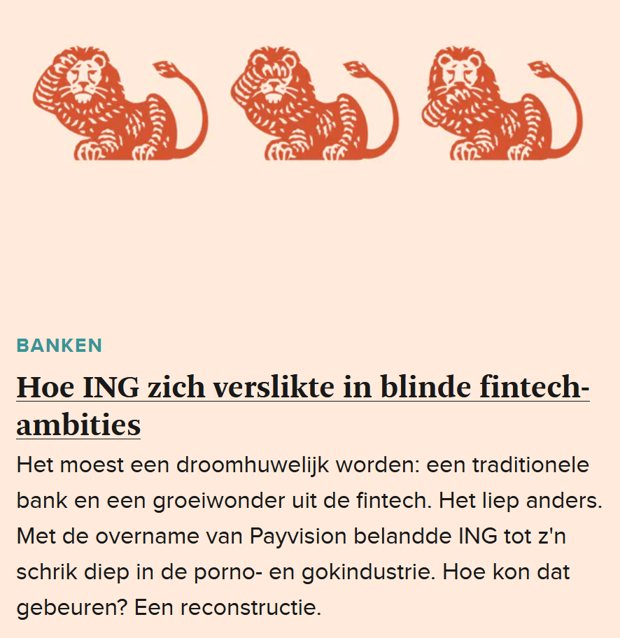 Het Financieele Dagblad reports on ING and Payvision