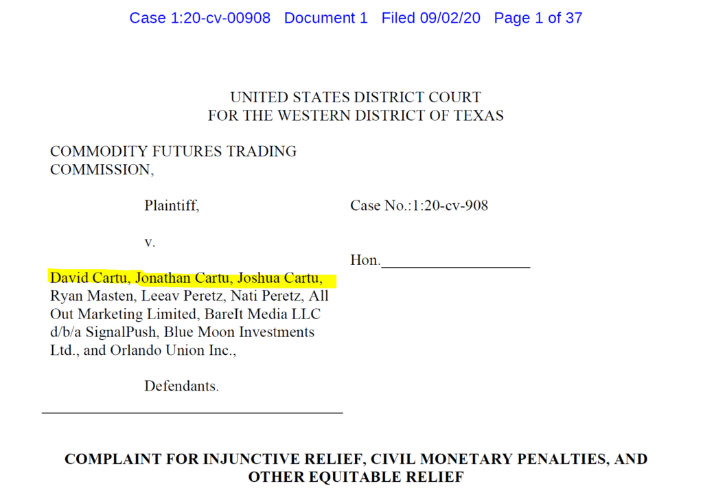 David Cartu charged by CFTC