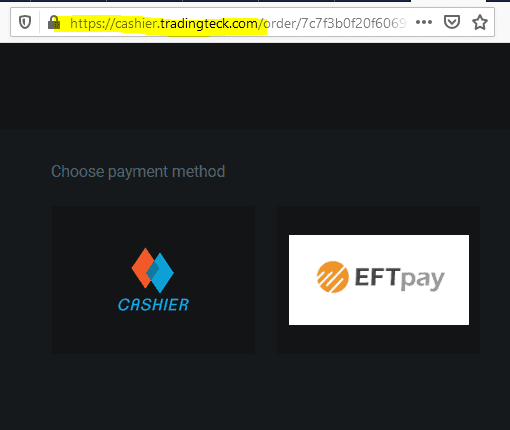 broker scam TradingTeck and its payment options with Praxis Cashier and EFTpay