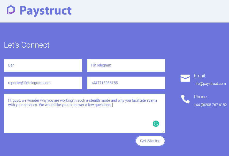 Request 4 Information Paystruct payment processor