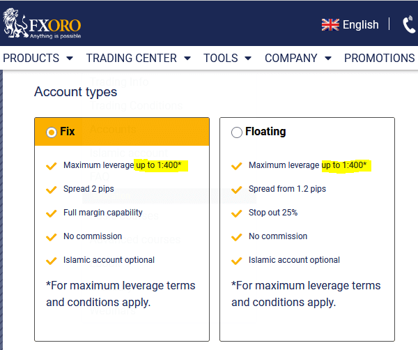 FXORO offshore mutation offers leverage up to 1:400