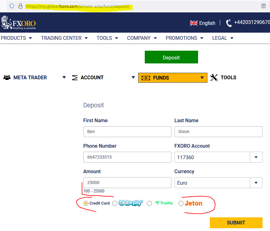 FXORO offshore mutation accepts deposits before proper onboarding