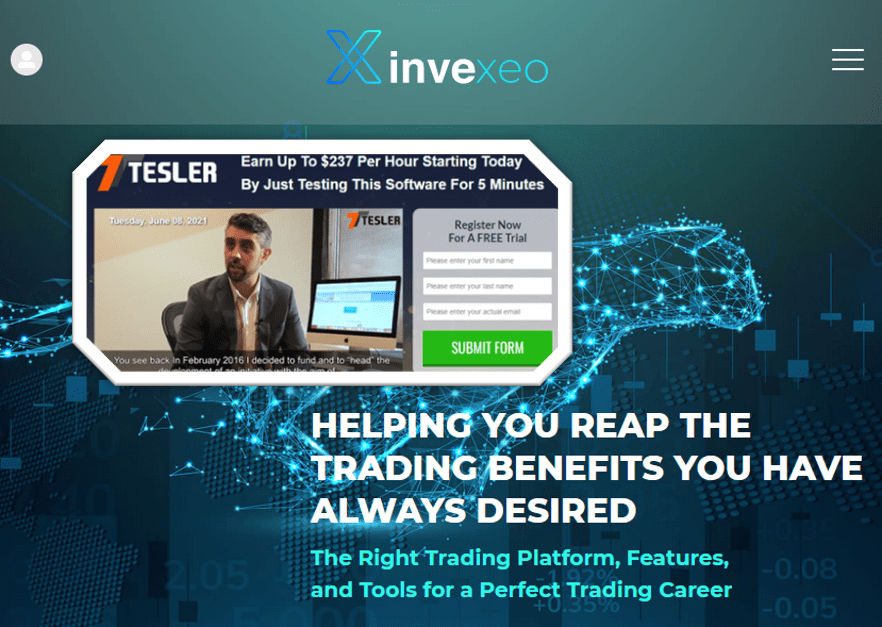 fraudulent Tesler promotes Invexio broker scam