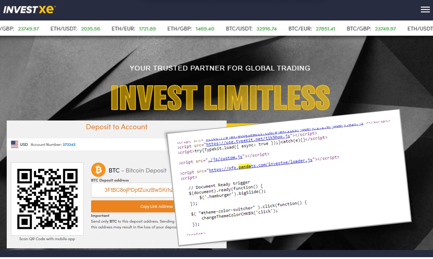 Warning against InvestXE broker scam facilitated by PandaTS