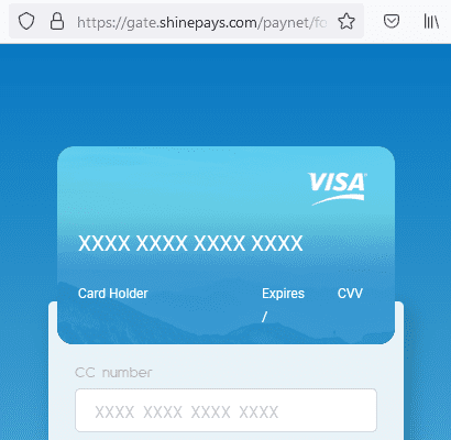 ShinePays cashier for credit and debit card payments at AroxCapital scam