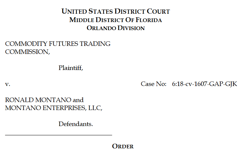 CFTC order against Ronald Montano