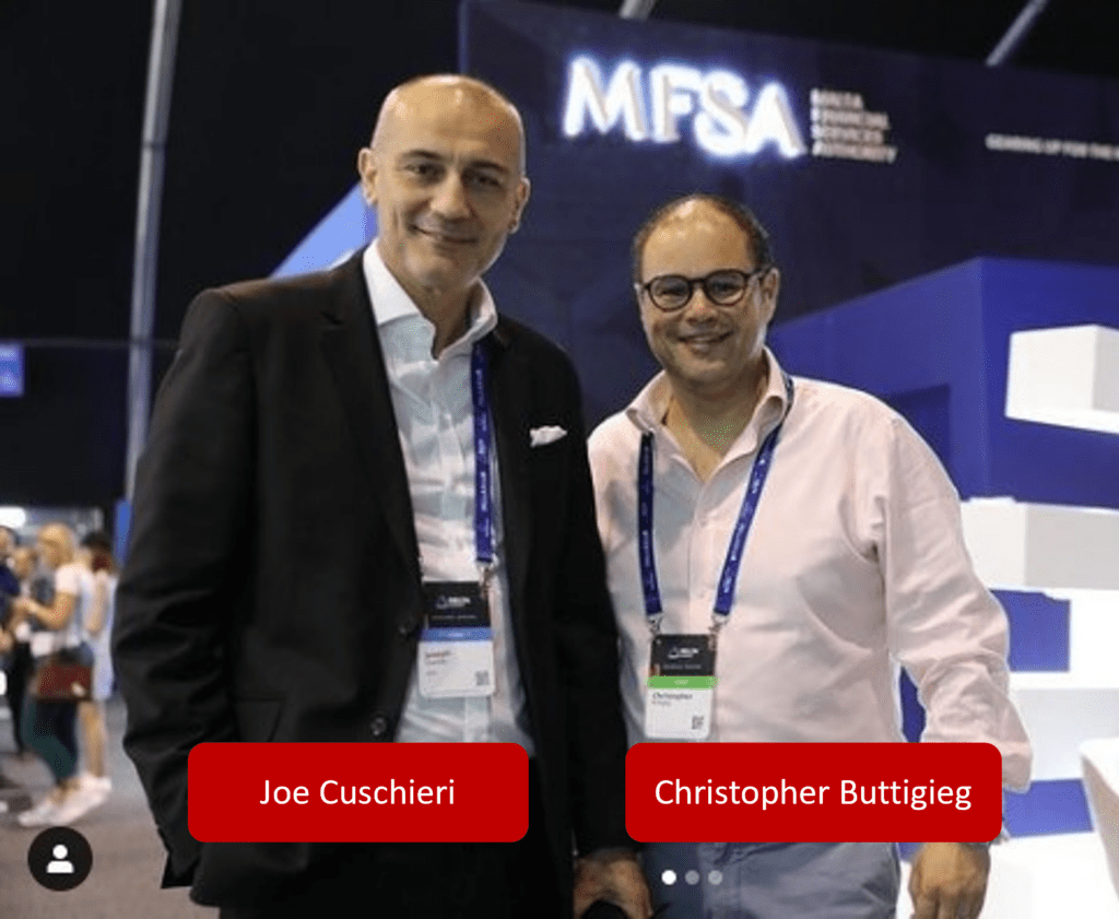 Disgraced former MFSA CEO Joe Cuschieri and Christopher Buttigieg