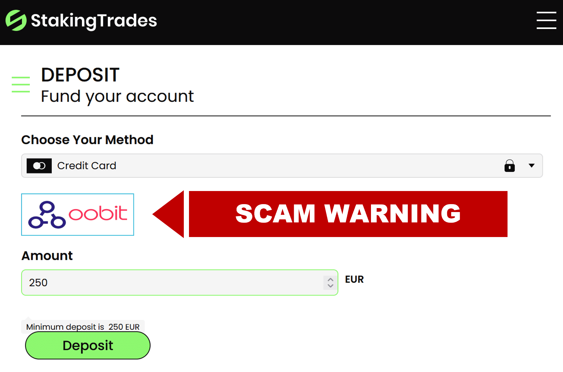 investor warning against StakingTrades