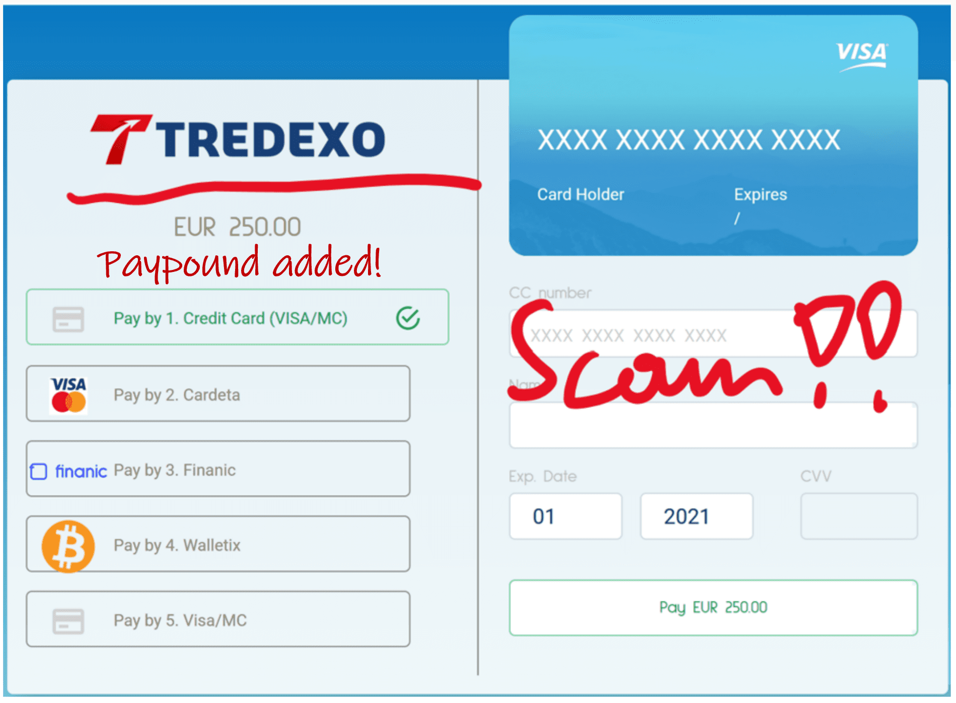 Warning against Tredexo facilitated by Paypound