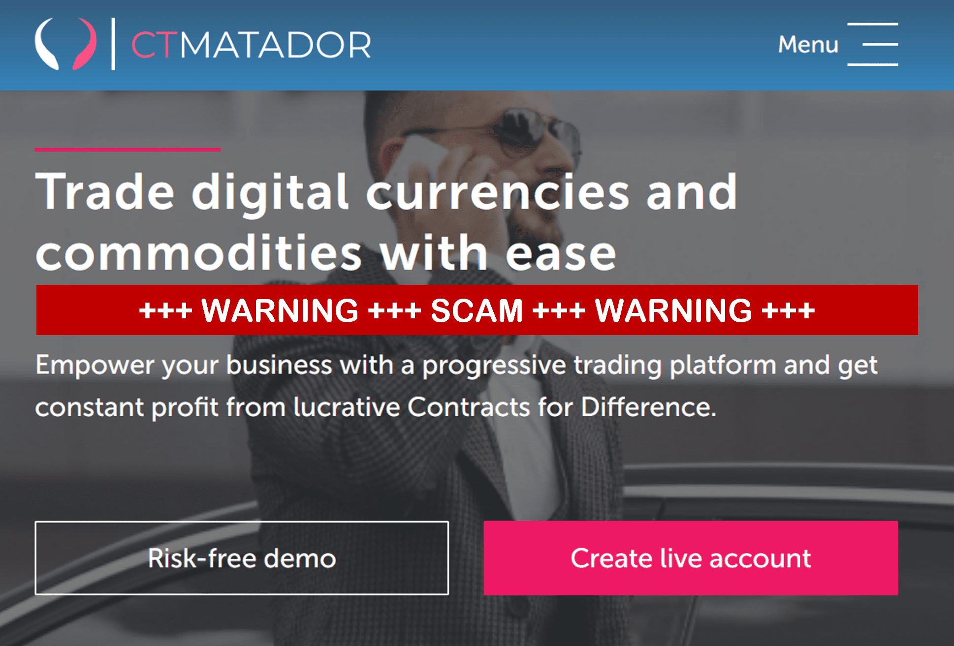 investor warning against CTMatador broker scam