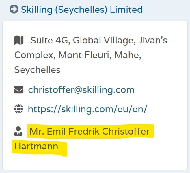 Skilling Seychelles and Emil Frederik Christoffer Hartmann