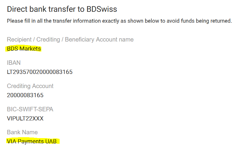 Offshore broker BDS Markets and its bank account with VIA Payments in Lithuania 