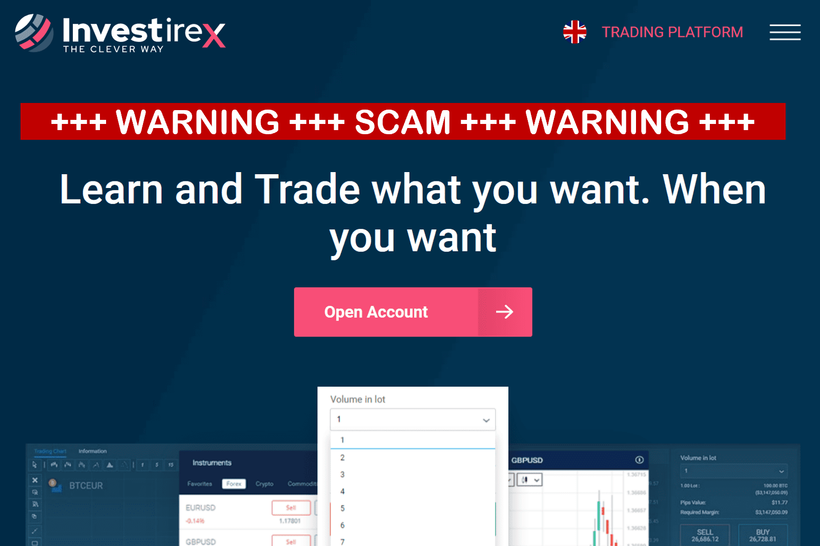 warning against broker scam Investirex powered by PandaTS