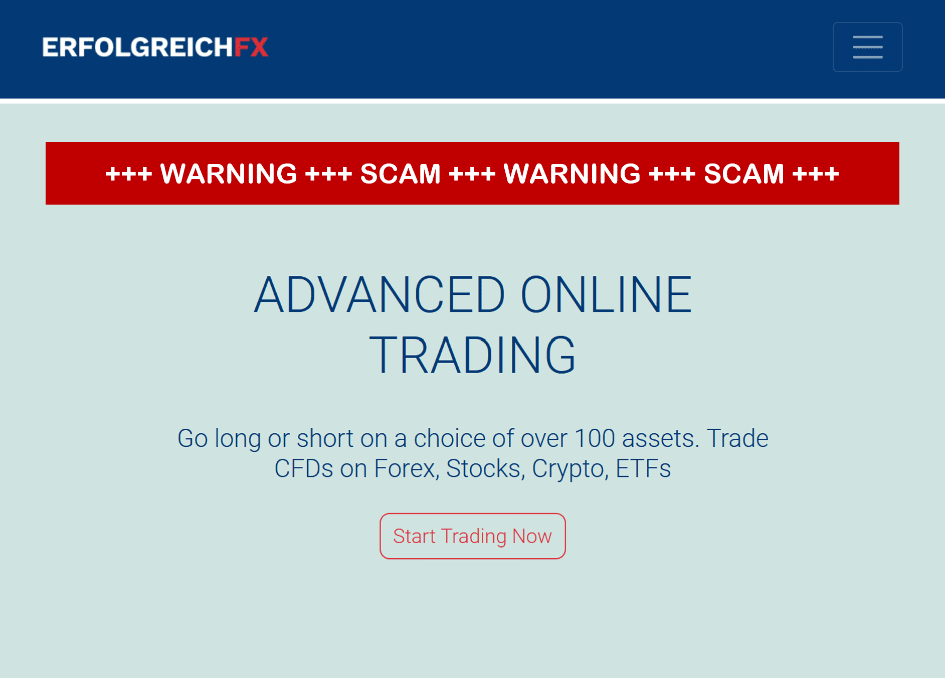 Investor warning against ErfolgreichFX broker scam