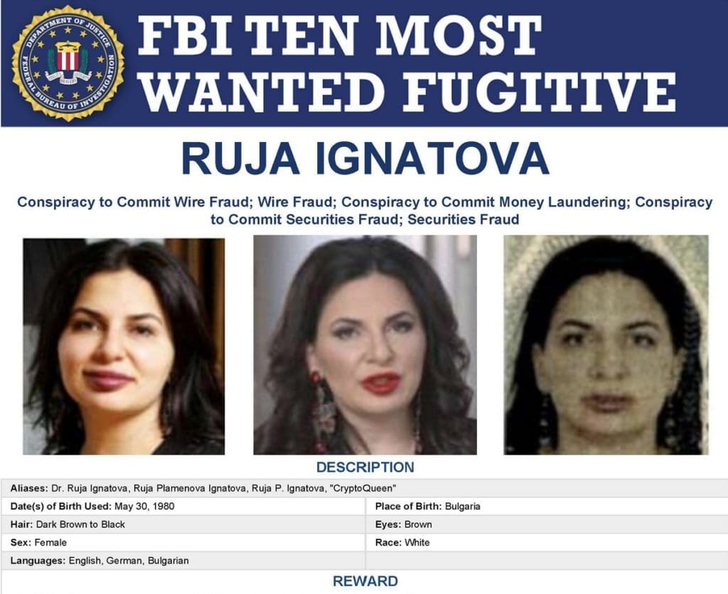 Bulgarian crypto queen Ruja Ignatova added to FBI most wanted list