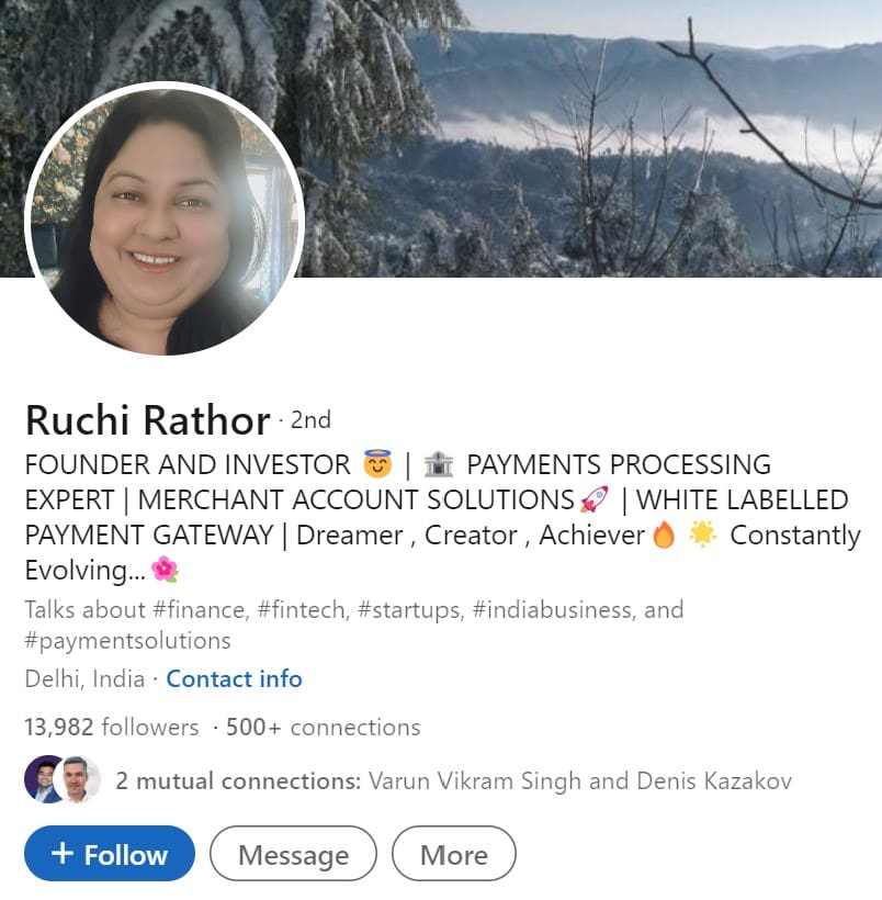 Paymatix founder Ruchi Rathor on LinkedIn