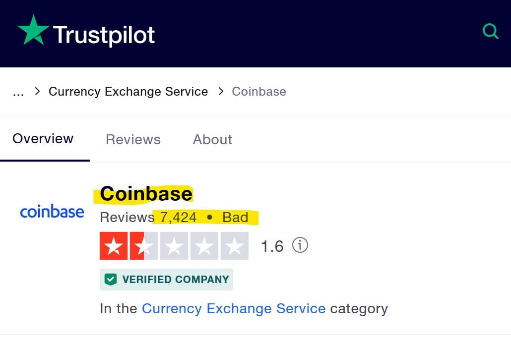 Disastrous Trustpilot ratings of crypto exchanges