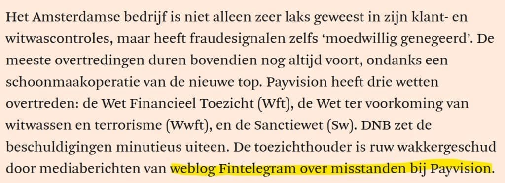 Dutch FD says that FinTelegram reports have called regulators to action