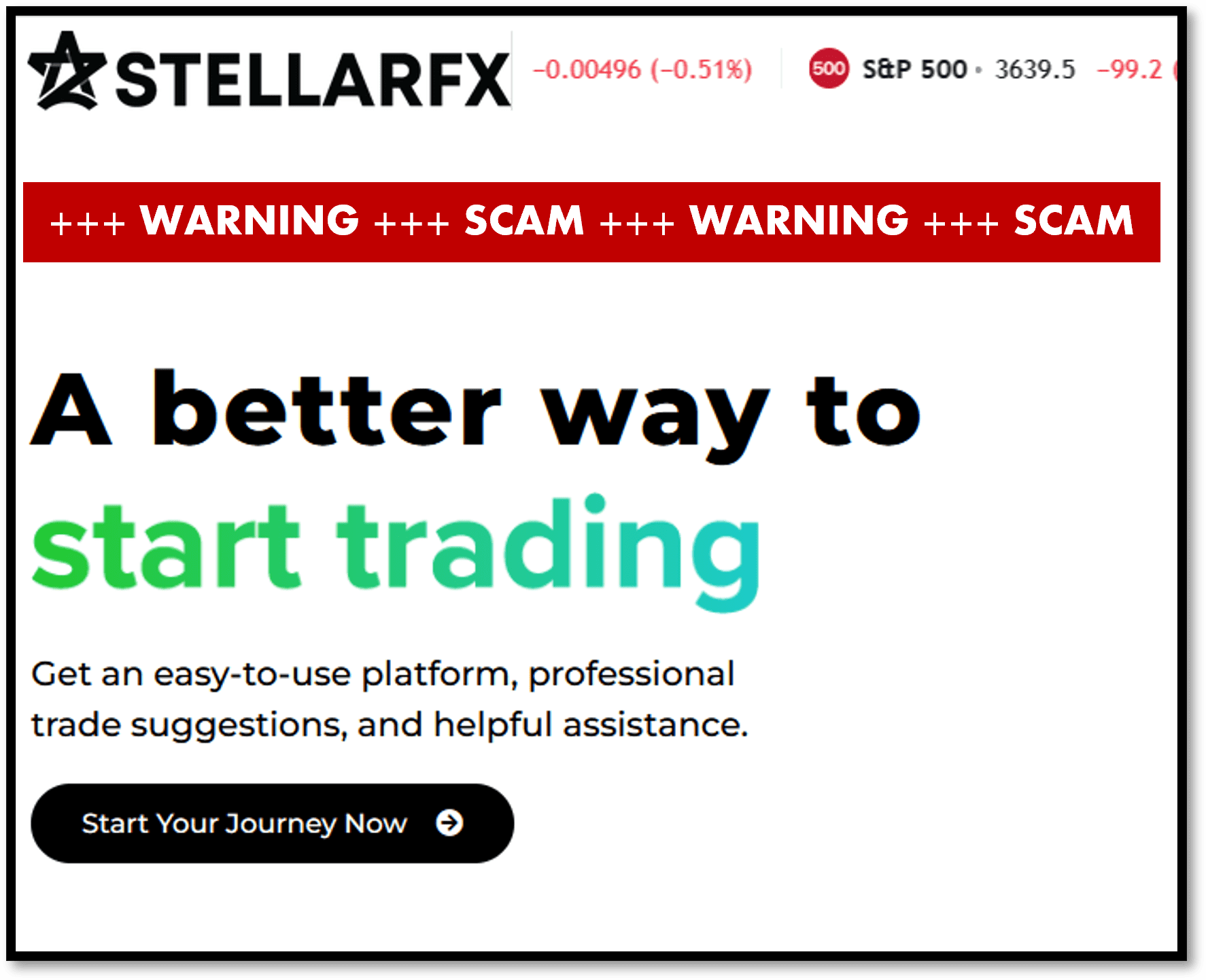 FinTelegram warning against broker scam StellarFX