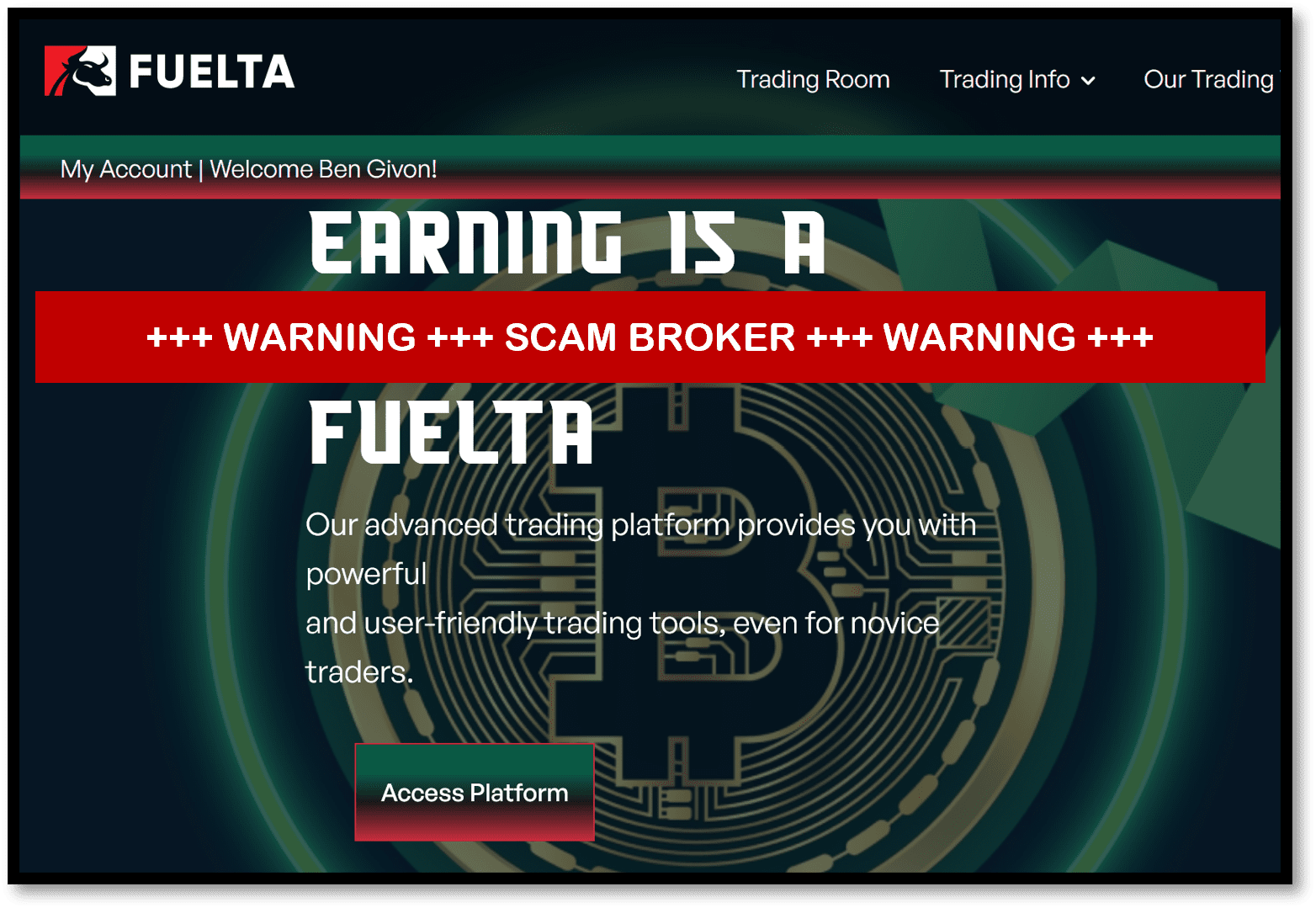 investor warning against broker scam Fuelta