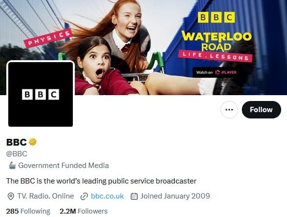 BBC fights Twitter label as Government Funded Media