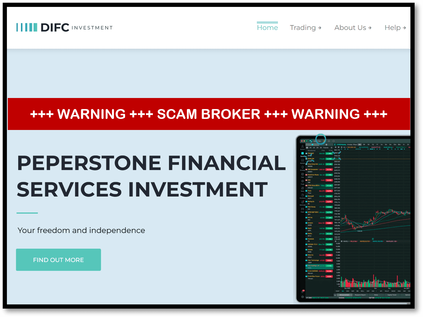 urgent warning against DIFC Investment broker scam