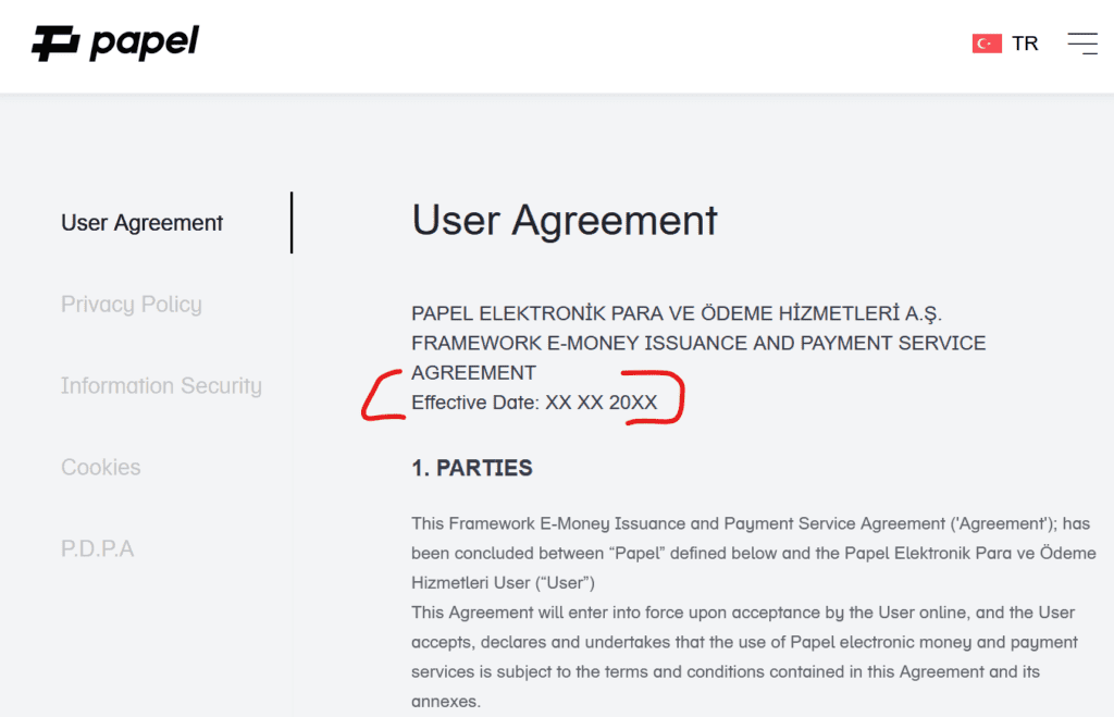 Papel user agreement