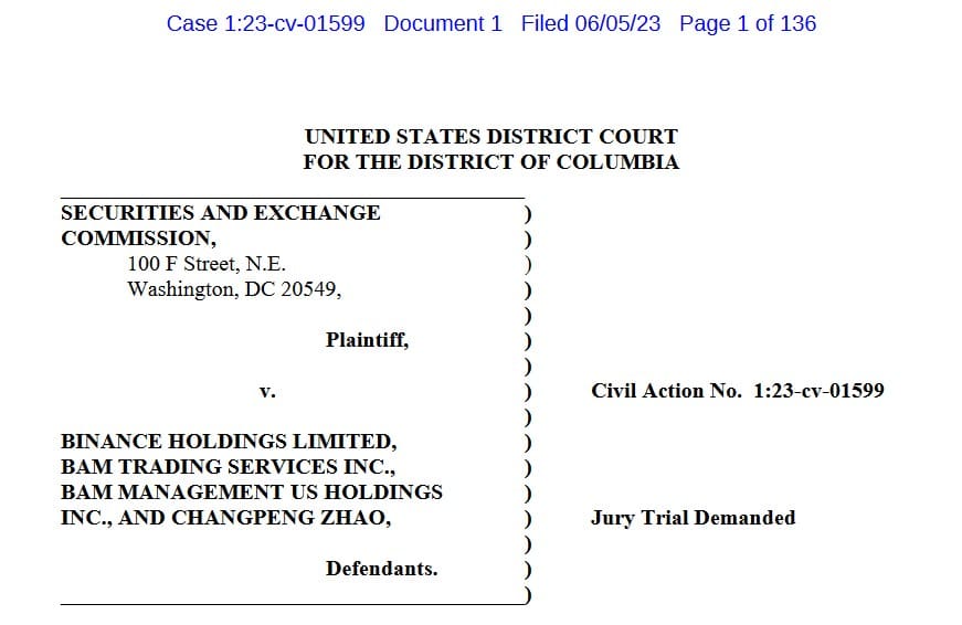 SEC complaint against Binance