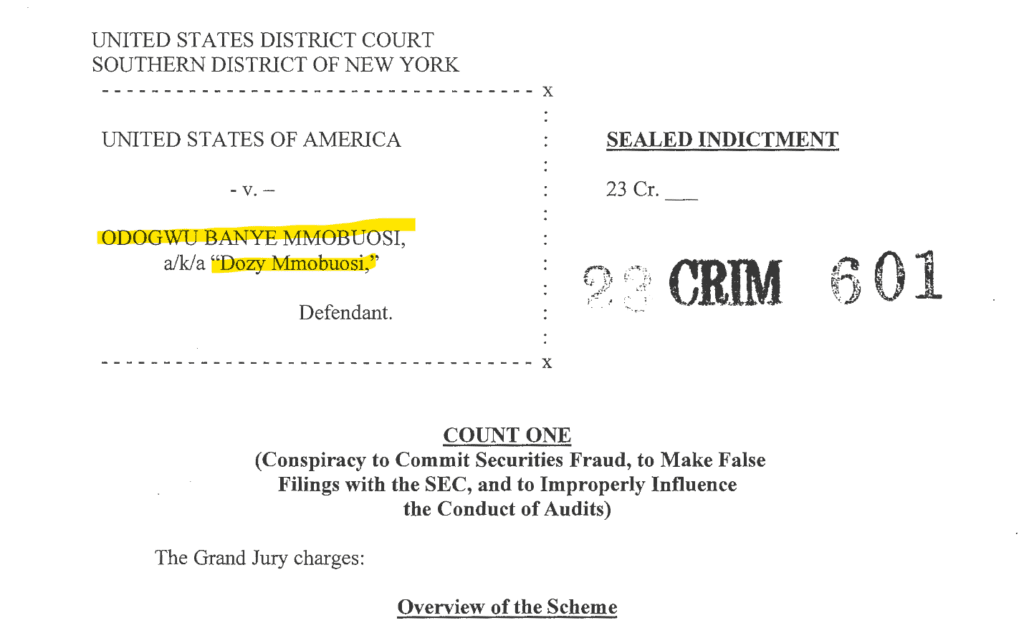 DOJ charges against Nigerian fintech entrepreneur Odogwu Banye Mmobuosi